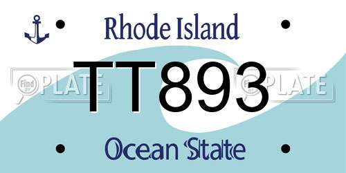 TT893 Rhode Island License Plate