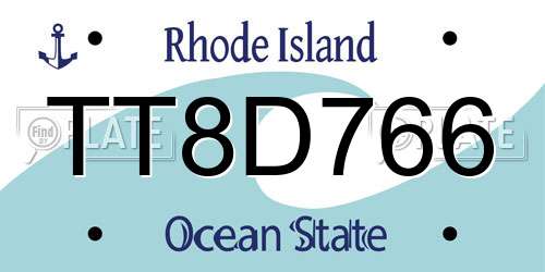 TT8D766 Rhode Island License Plate