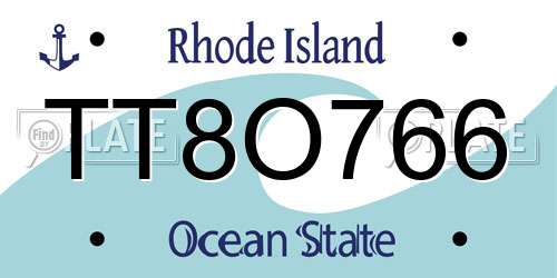 TT8O766 Rhode Island License Plate