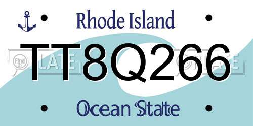 TT8Q266 Rhode Island License Plate