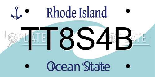 TT8S4B Rhode Island License Plate