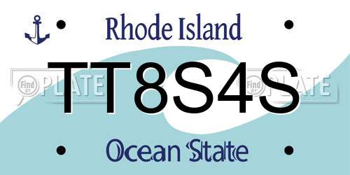TT8S4S Rhode Island License Plate