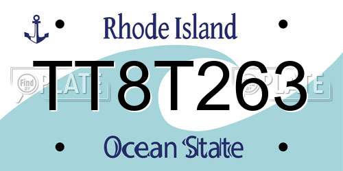 TT8T263 Rhode Island License Plate
