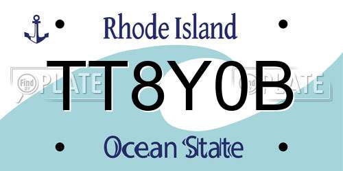 TT8Y0B Rhode Island License Plate