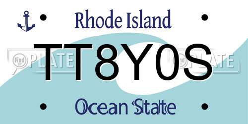 TT8Y0S Rhode Island License Plate