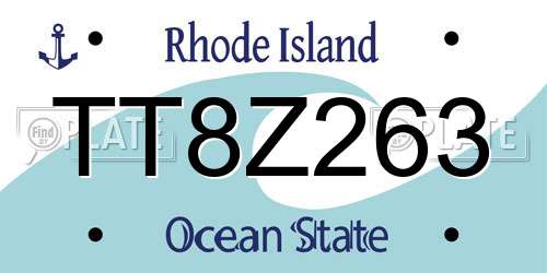 TT8Z263 Rhode Island License Plate