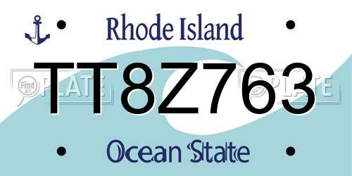 TT8Z763 Rhode Island License Plate
