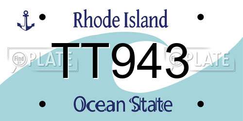 TT943 Rhode Island License Plate