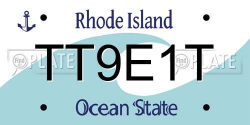 TT9E1T Rhode Island License Plate