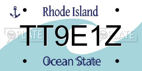 TT9E1Z Rhode Island License Plate