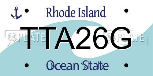 TTA26G Rhode Island License Plate