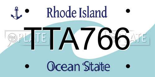 TTA766 Rhode Island License Plate