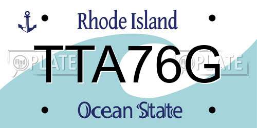 TTA76G Rhode Island License Plate