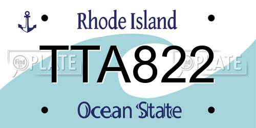 TTA822 Rhode Island License Plate