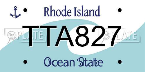 TTA827 Rhode Island License Plate