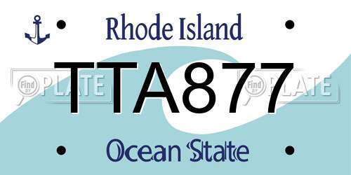 TTA877 Rhode Island License Plate