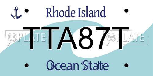 TTA87T Rhode Island License Plate