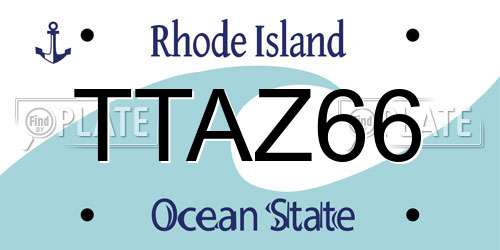 TTAZ66 Rhode Island License Plate