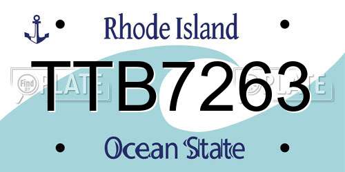 TTB7263 Rhode Island License Plate