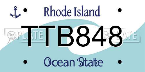 TTB848 Rhode Island License Plate