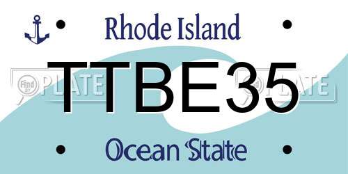 TTBE35 Rhode Island License Plate