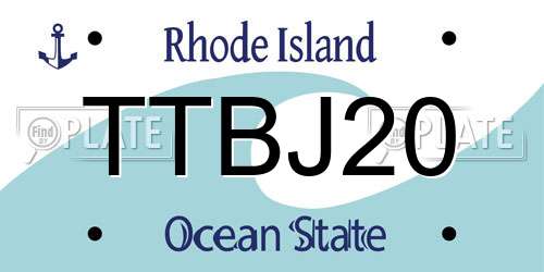 TTBJ20 Rhode Island License Plate