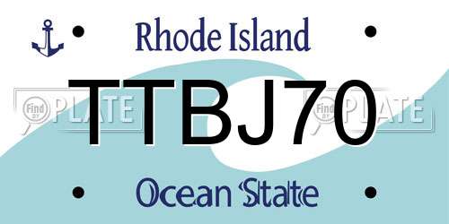 TTBJ70 Rhode Island License Plate