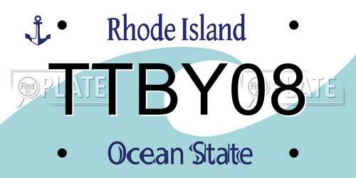 TTBY08 Rhode Island License Plate