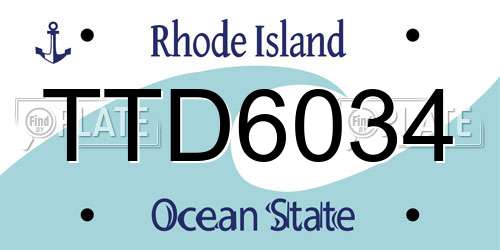 TTD6034 Rhode Island License Plate