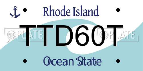 TTD60T Rhode Island License Plate