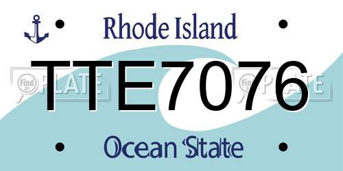 TTE7076 Rhode Island License Plate