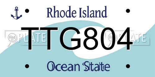TTG804 Rhode Island License Plate
