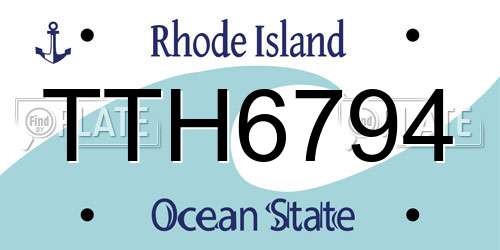 TTH6794 Rhode Island License Plate