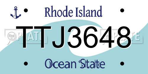 TTJ3648 Rhode Island License Plate