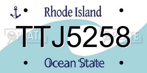 TTJ5258 Rhode Island License Plate