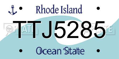 TTJ5285 Rhode Island License Plate