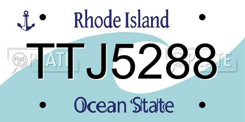 TTJ5288 Rhode Island License Plate