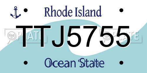 TTJ5755 Rhode Island License Plate