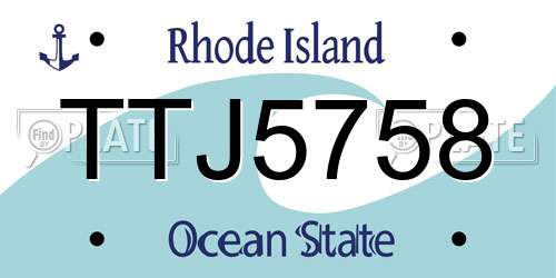 TTJ5758 Rhode Island License Plate