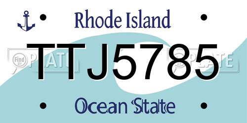 TTJ5785 Rhode Island License Plate