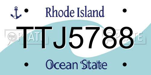 TTJ5788 Rhode Island License Plate