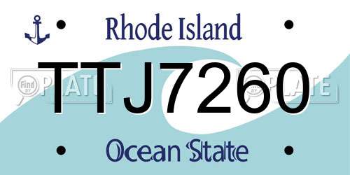 TTJ7260 Rhode Island License Plate
