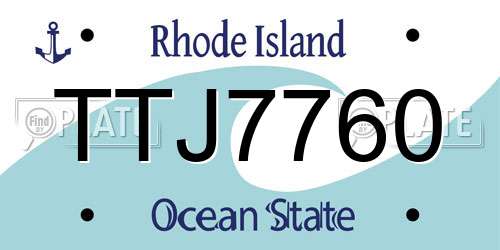 TTJ7760 Rhode Island License Plate