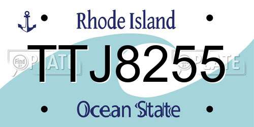 TTJ8255 Rhode Island License Plate