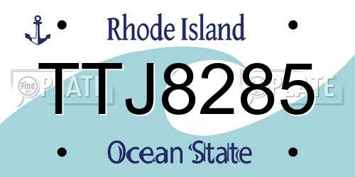 TTJ8285 Rhode Island License Plate