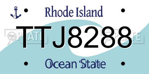 TTJ8288 Rhode Island License Plate