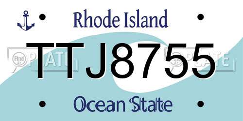 TTJ8755 Rhode Island License Plate