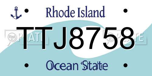 TTJ8758 Rhode Island License Plate