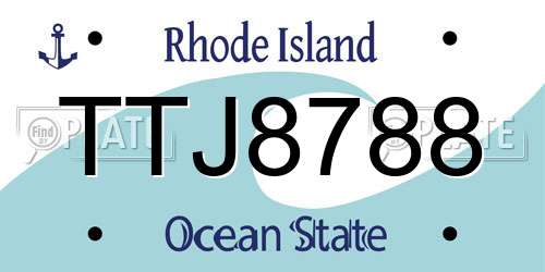 TTJ8788 Rhode Island License Plate