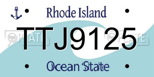 TTJ9125 Rhode Island License Plate